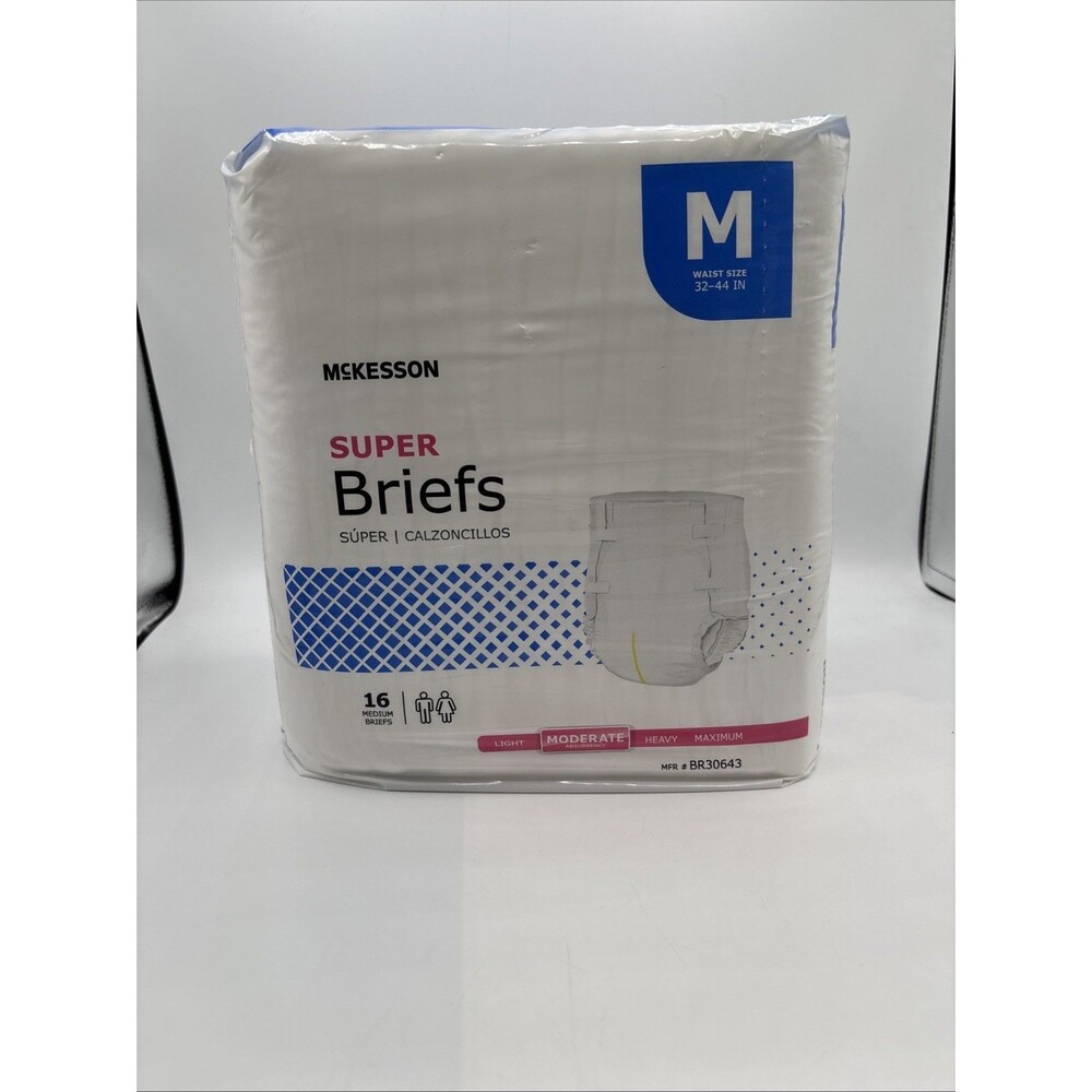 Unisex Adult Incontinence Super Briefs Medium McKesson Disposable Moderate NEW